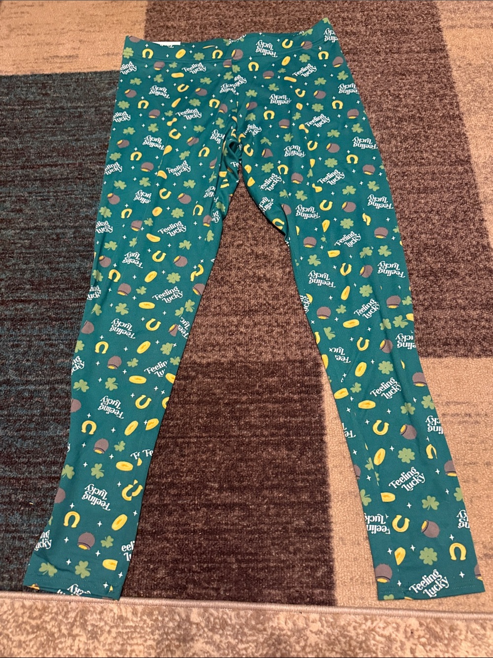 Serra Green Feeling Lucky Themed  Leggings with Yellow & Green Accents